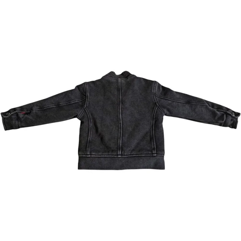 Cat&Jack Boys Black Cool Letterman Distressed Bomber Jacket SZ XS 4/5 Streetwear - Picture 5 of 12